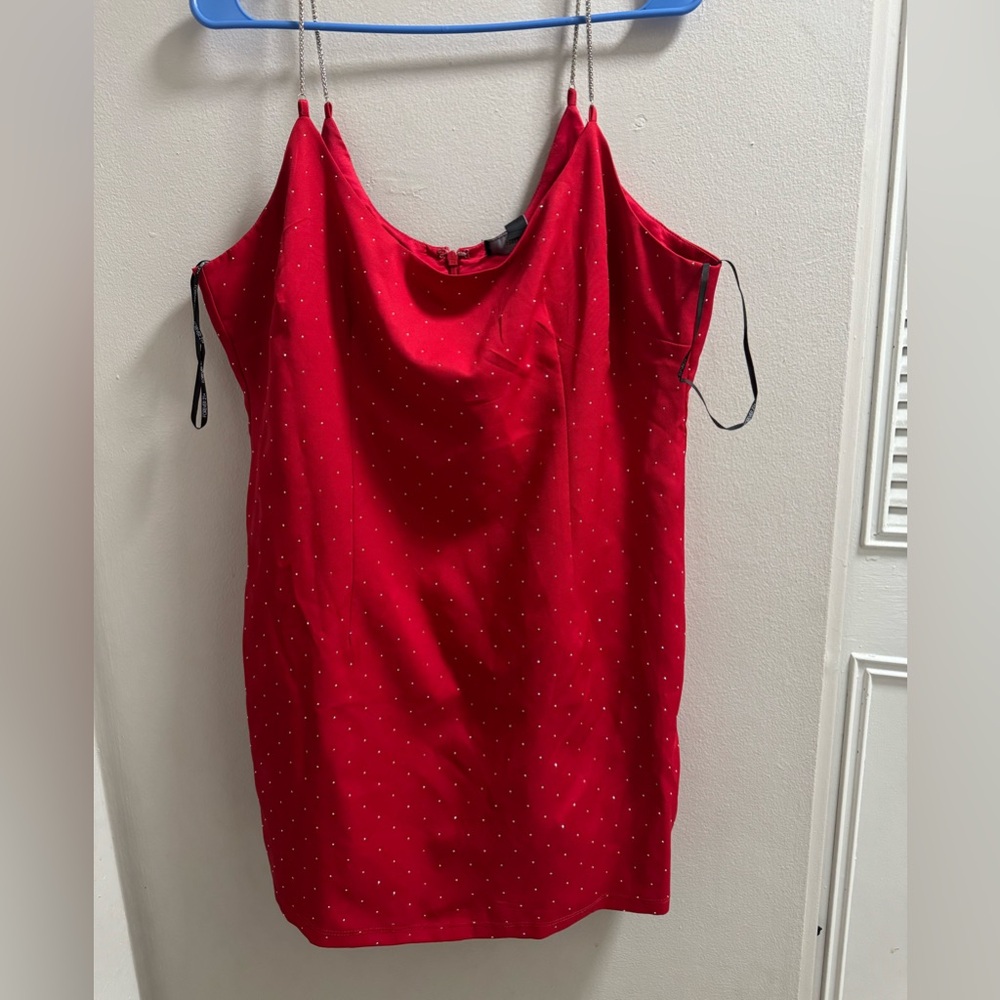 Forever 21 Red Crystal Satin Mini Dress